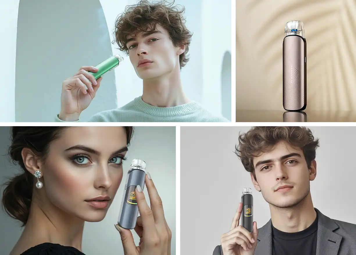 Cấu tạo máy pod Pixo Neo với màn hình và cổng Type-C